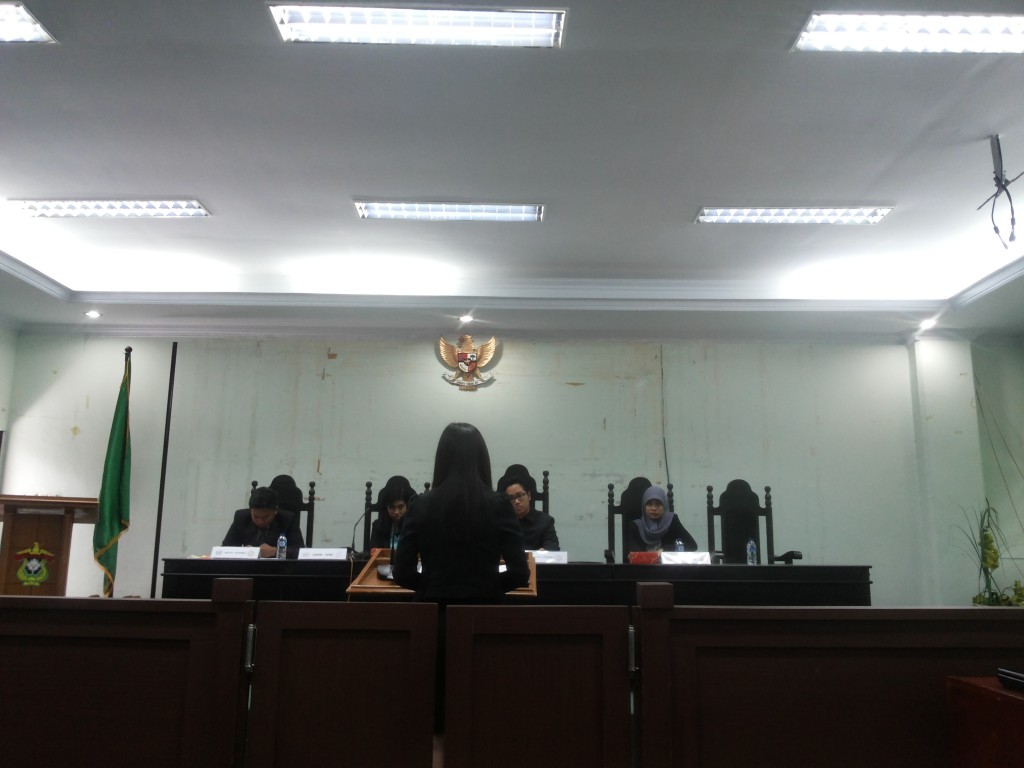 Suasana Simulation of Jessup InternationL Moot Court Competition ILSA Unhas, Selasa (3/2). [fyk]