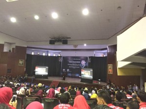 Kuliah kebangsaan yang berlangsung di Baruga A. Pangerang Pettarani Universitas Hasanuddin (Unhas), Kamis (26/10).